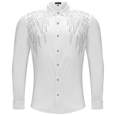 Heavenly Wings Button-Up Shirt WHITE/SILVER