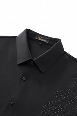 Midnight Wave Embellished LS Shirt BLACK