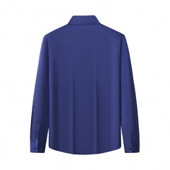 SIGNATURE SATIN STITCHLESS LS Shirt NAVY