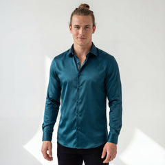 SIGNATURE SATIN STITCHLESS LS Shirt TEAL