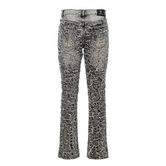Patchwork Distressed Denim Jeans - Century Penthouse SMOKE