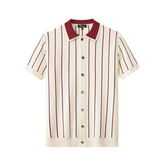 ModStripe Knit Shirt IVORY/WINE