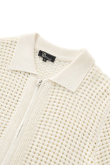 Breeze Mesh Zip Knit SS Shirt IVORY
