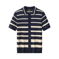 Regatta Mesh Stripe Knit SS Shirt NAVY