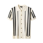 Riviera Stripe Mesh Knit SS Shirt IVORY