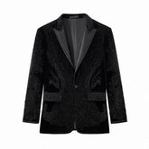 Regal Cascades Embellished Velvet Blazer BLACK/BLACK
