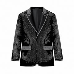 Regal Cascades Embellished Velvet Blazer BLACK/SILVER