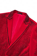 Regal Cascades Embellished Velvet Blazer RED/RED