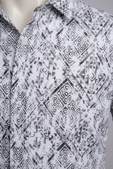 Geometric Cascade SS Shirt WHITE/BLACK