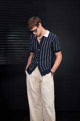 ModStripe Knit Shirt NAVY/WHITE