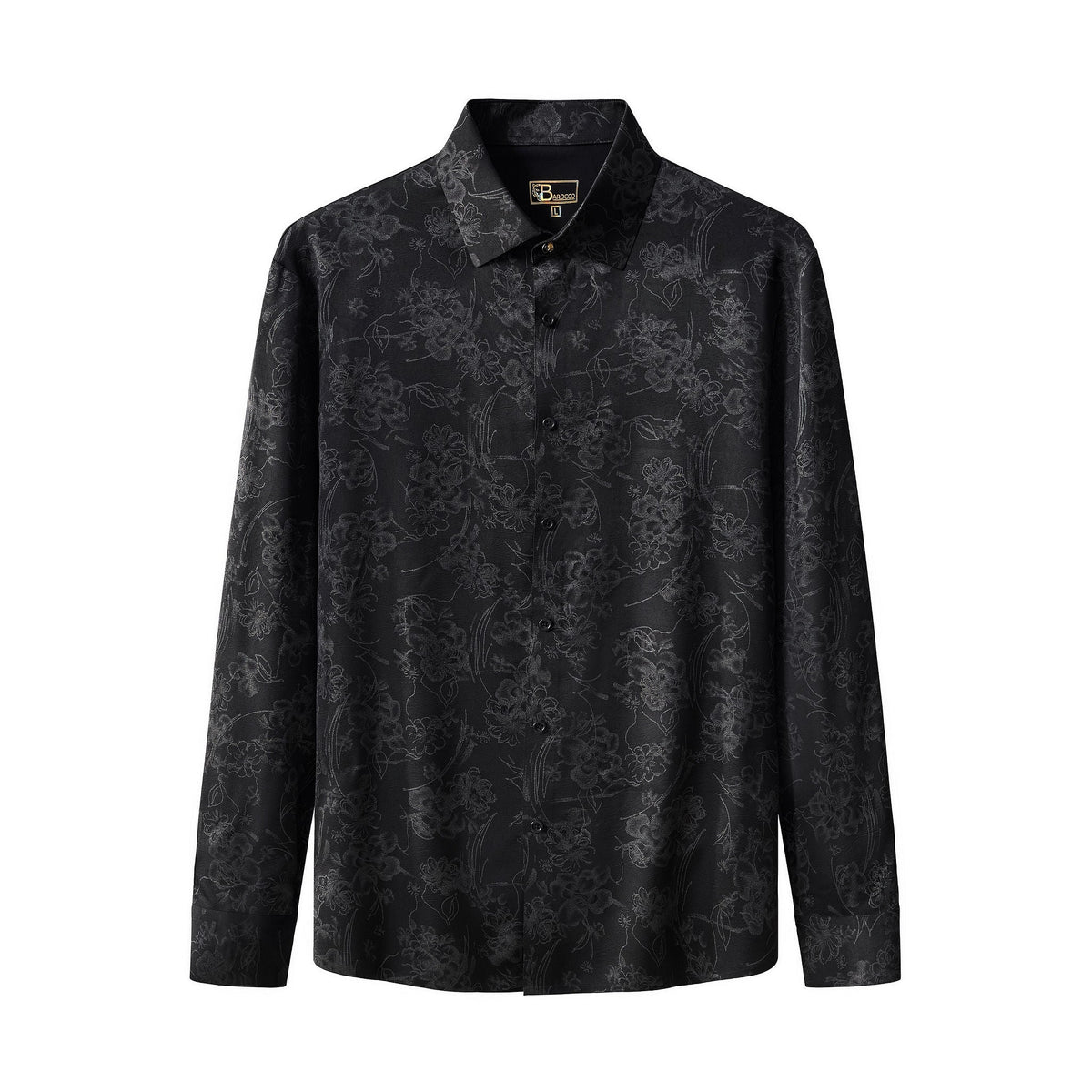 Eminence Floral Jacquard Stitchless LS Shirt BLACK