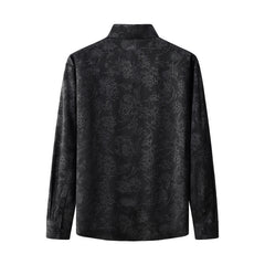 Eminence Floral Jacquard Stitchless LS Shirt BLACK
