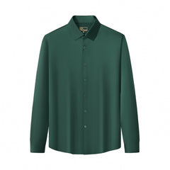 SIGNATURE SATIN STITCHLESS LS Shirt FOREST GREEN