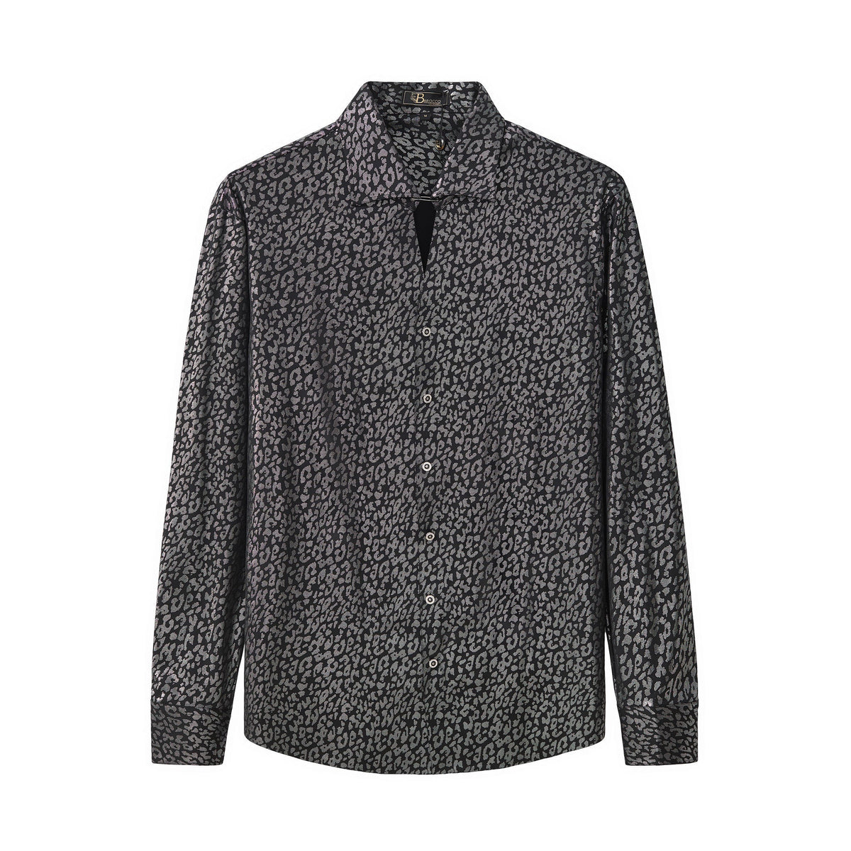 Tonal Leopard Jacquard Shirt BLACK