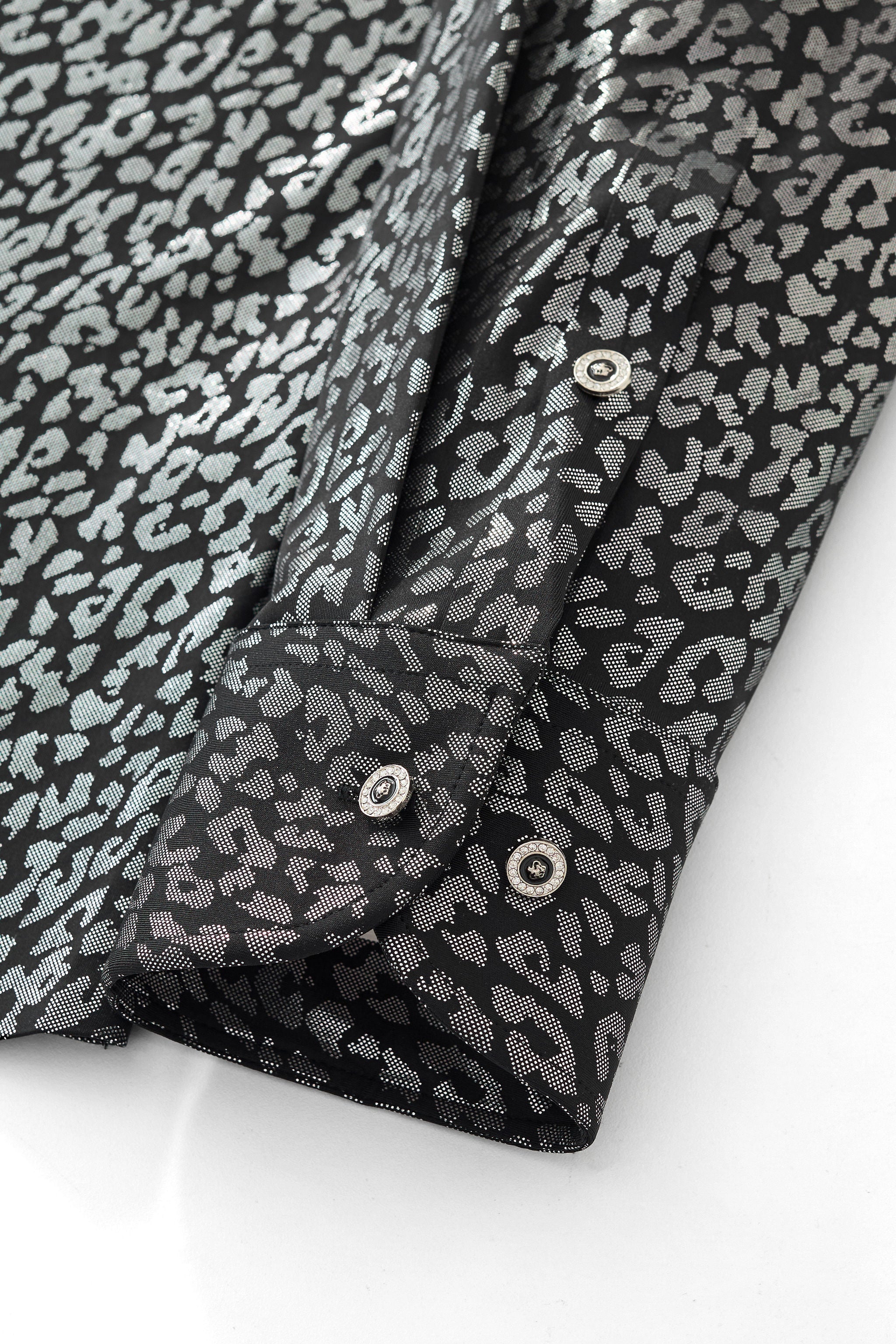 Tonal Leopard Jacquard Shirt BLACK