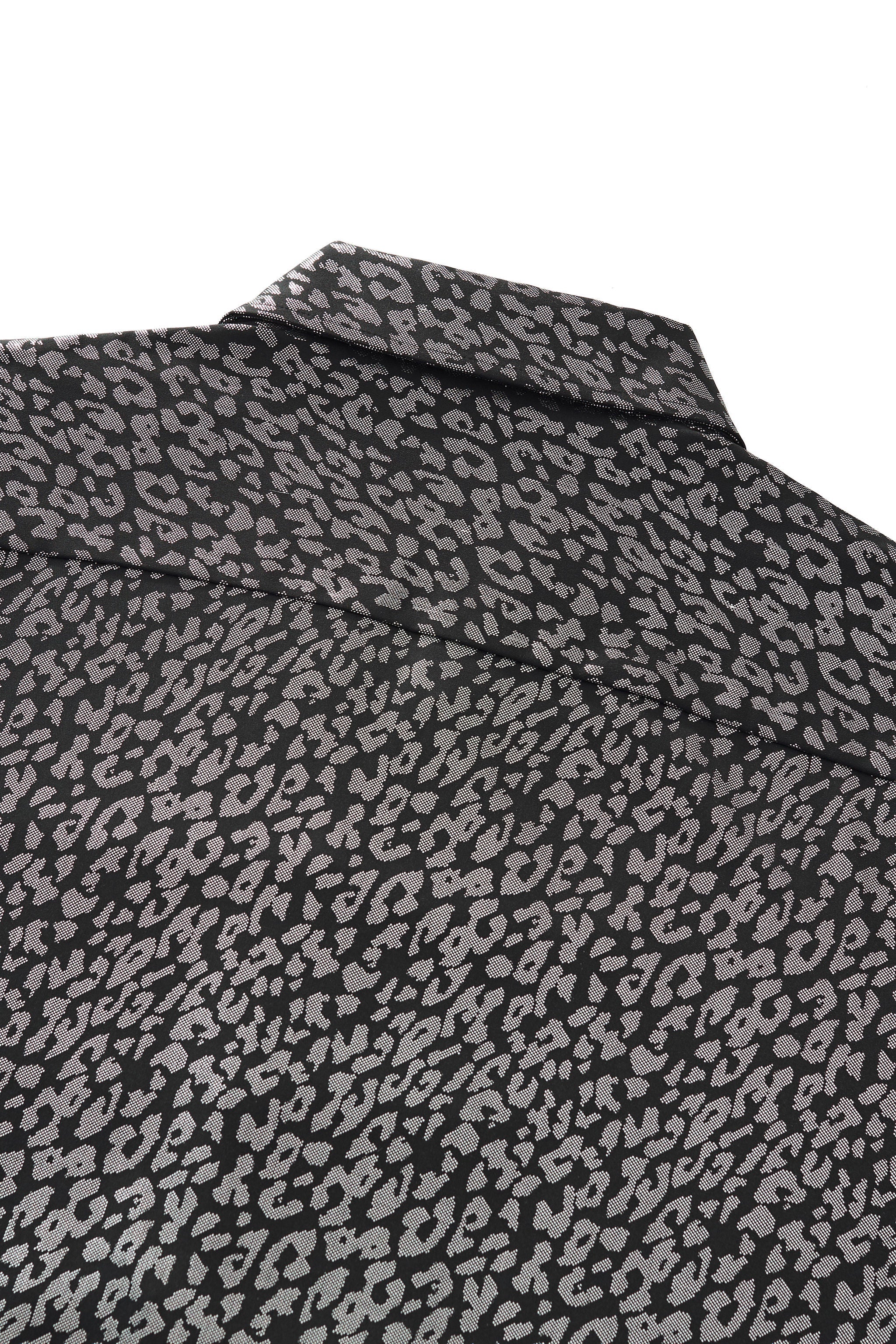 Tonal Leopard Jacquard Shirt BLACK
