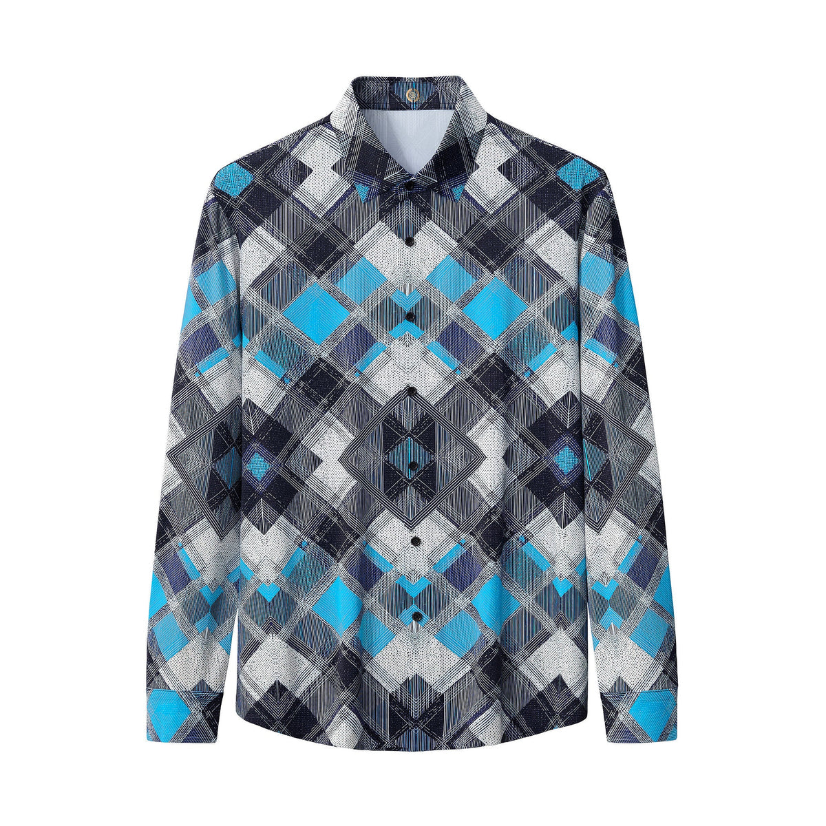 Diamond Plaid Stretch Shirt – El Baron BLUE