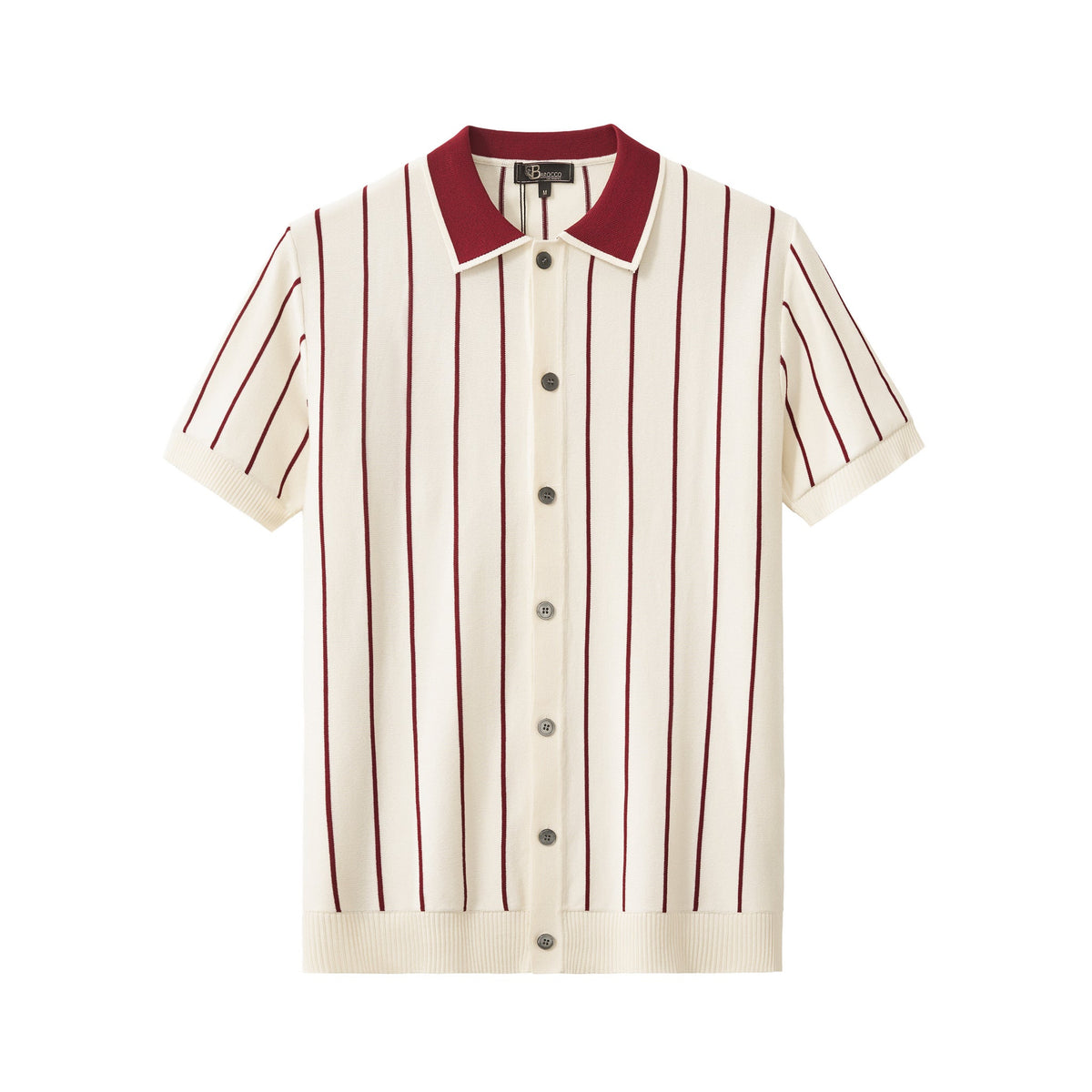 ModStripe Knit Shirt IVORY/WINE