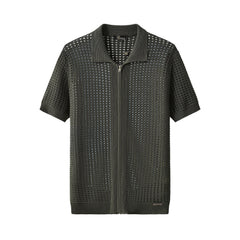 Breeze Mesh Zip Knit SS Shirt ARMY GREEN
