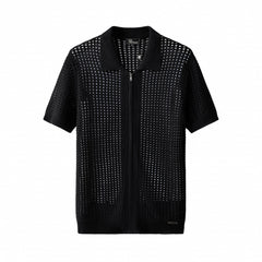 Breeze Mesh Zip Knit SS Shirt BLACK