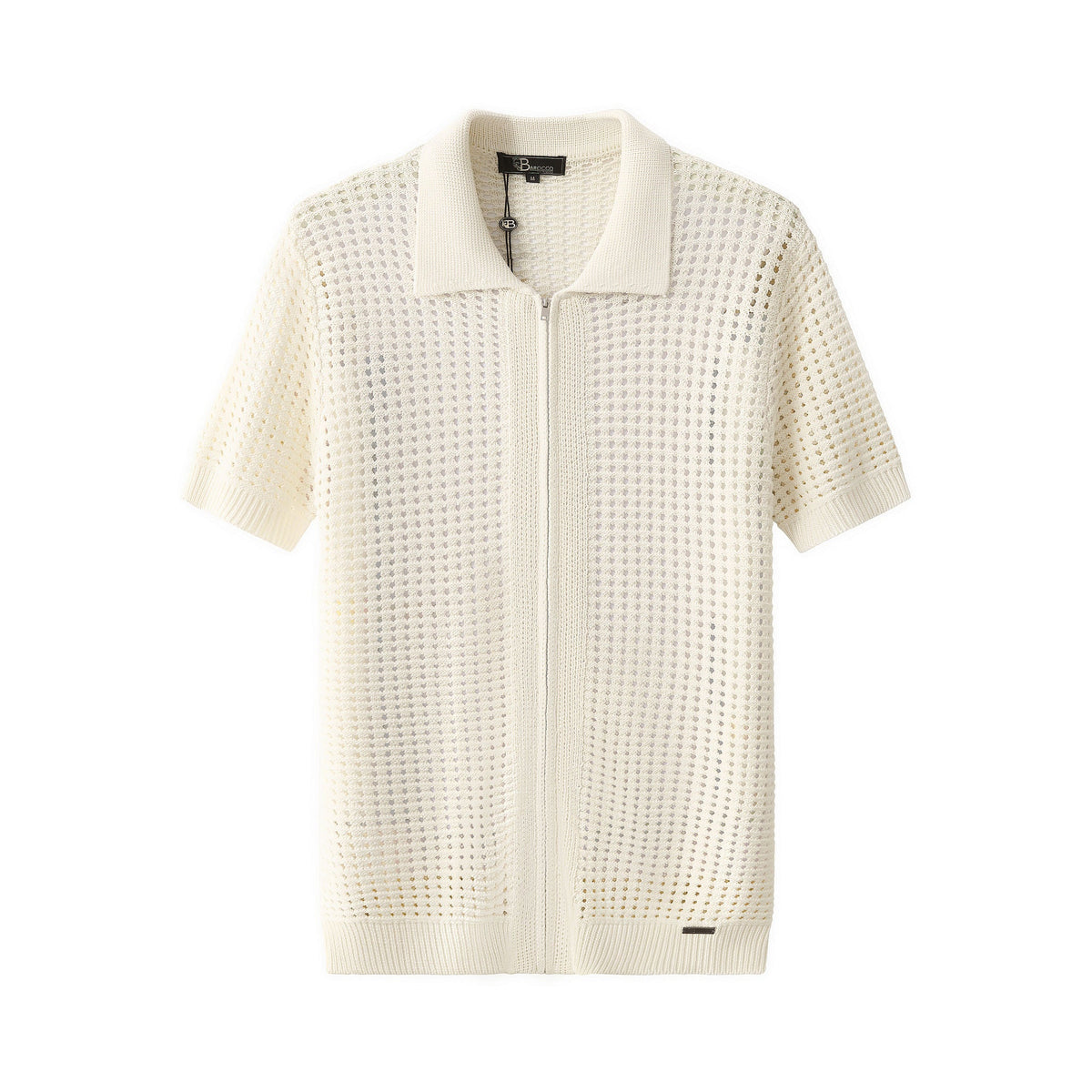 Breeze Mesh Zip Knit SS Shirt IVORY