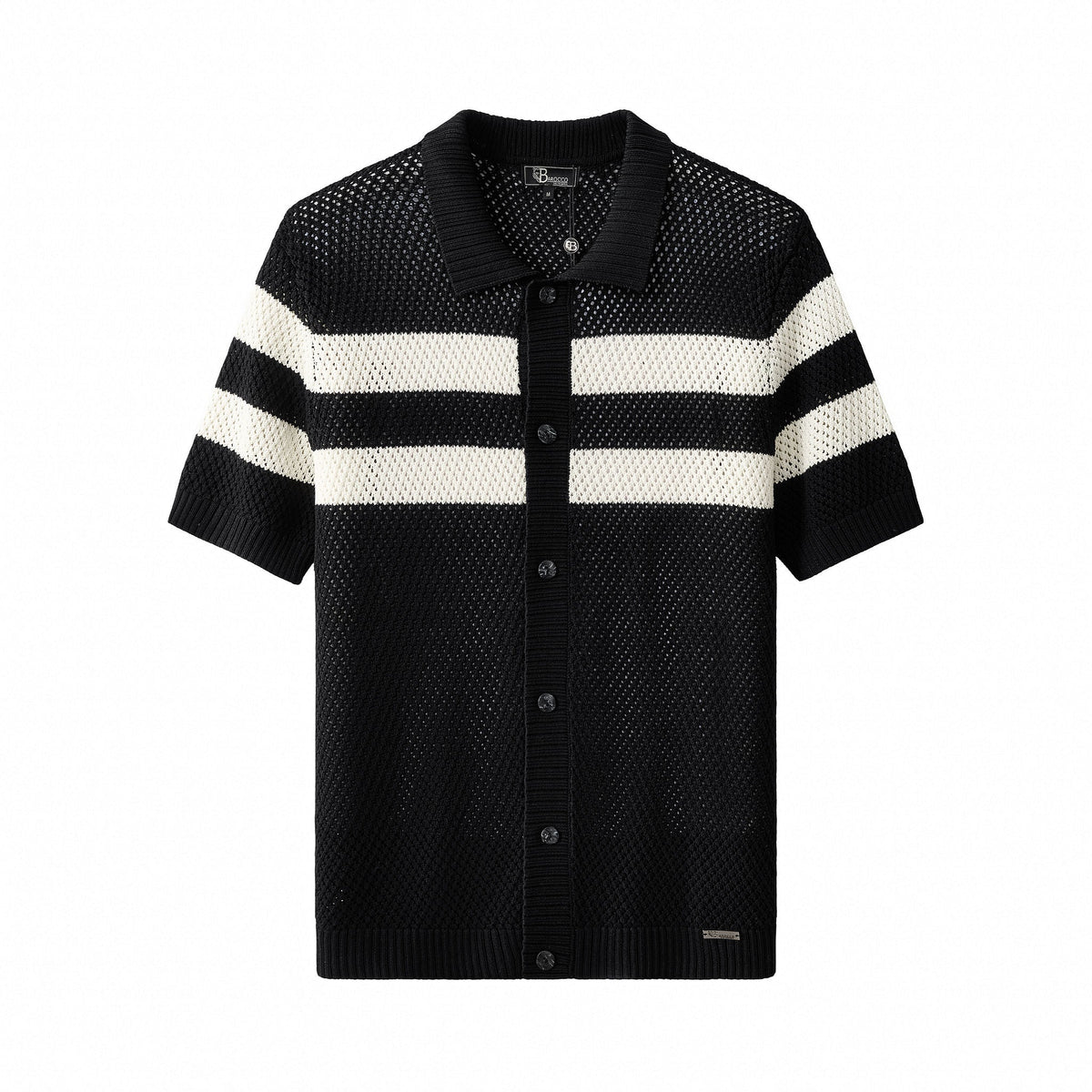 Marina Stripe Knit SS Shirt BLACK