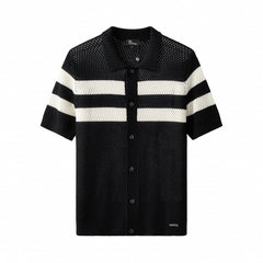 Marina Stripe Knit SS Shirt BLACK