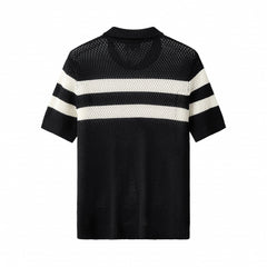 Marina Stripe Knit SS Shirt BLACK