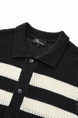 Marina Stripe Knit SS Shirt BLACK