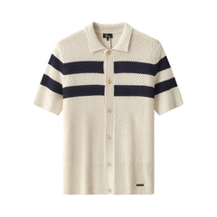 Marina Stripe Knit SS Shirt IVORY