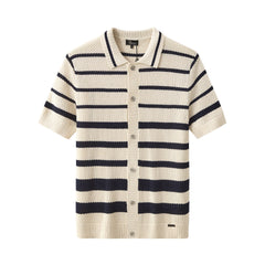 Regatta Mesh Stripe Knit SS Shirt IVORY