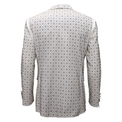 Elegant Blazer with Sparkling Embellishments WHITE/GOLD