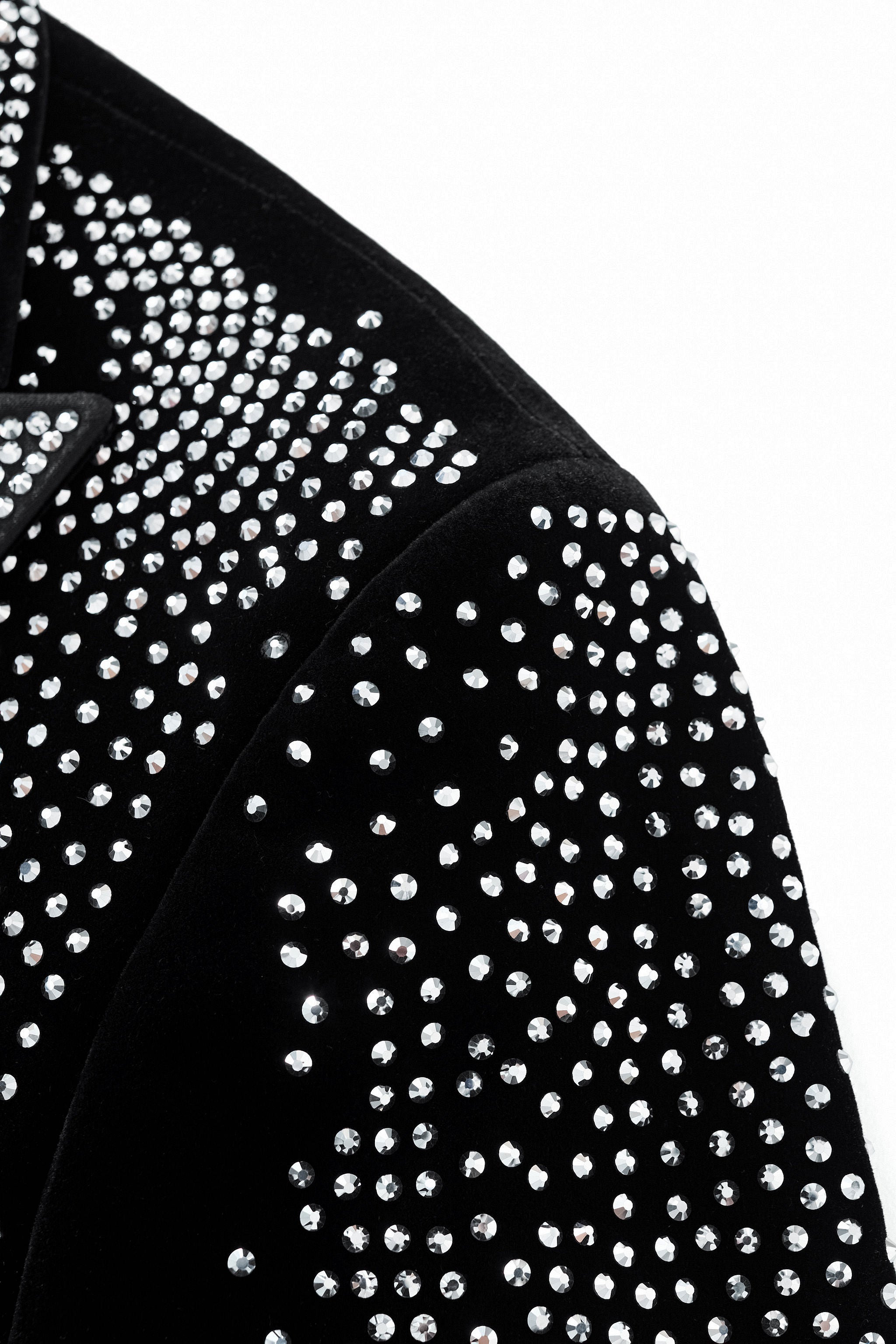 Regal Cascades Embellished Velvet Blazer BLACK/SILVER