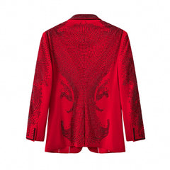 Regal Cascades Embellished Velvet Blazer RED/RED